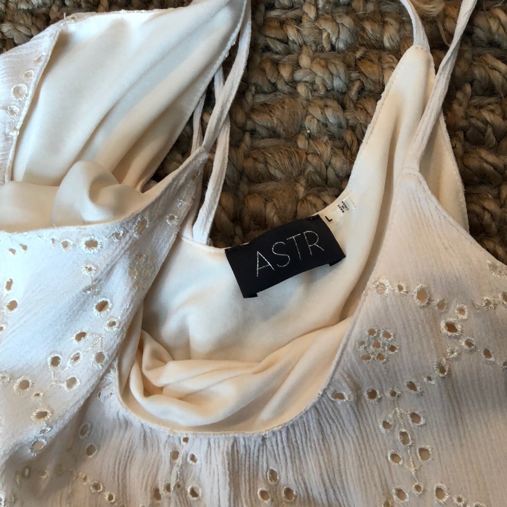 Astr eyelet beige tank dress - Picture 3 of 5